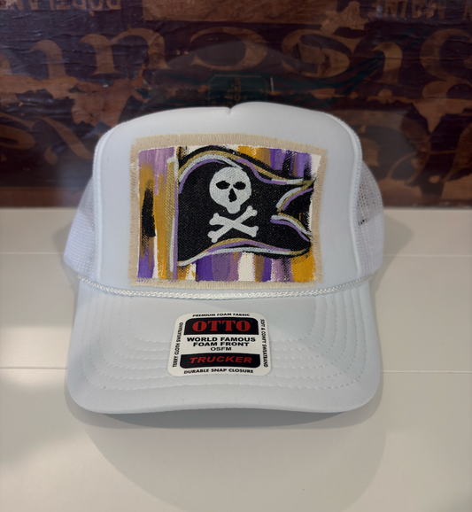 WHITE GAME DAY HAND PAINTED HAT