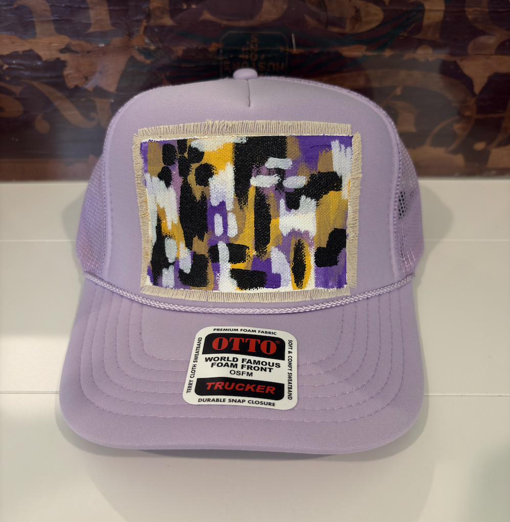 LIGHT PURPLE ABSTRACT HAND PAINTED HAT