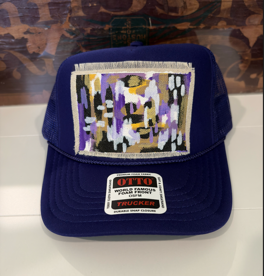 PURPLE ABSTRACT HAND PAINTED HAT