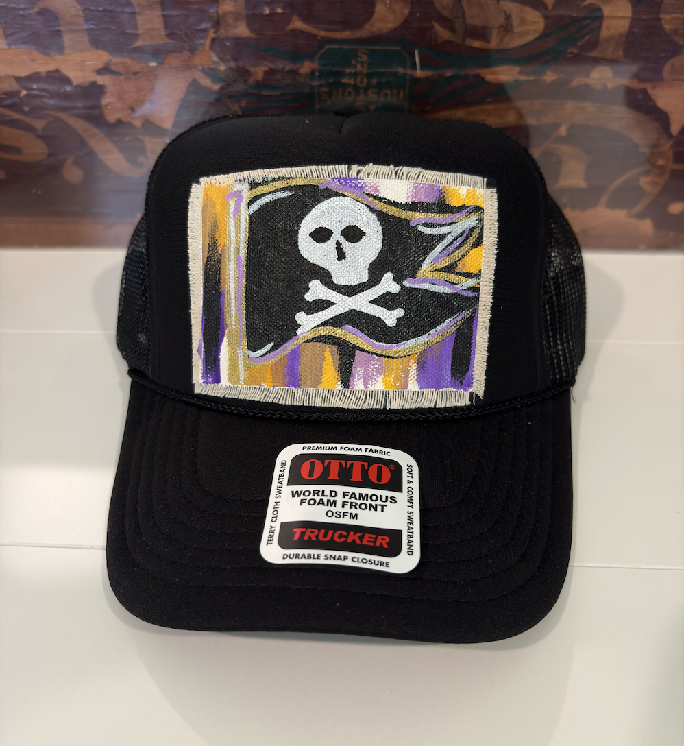 BLACK GAME DAY HAND PAINTED HAT