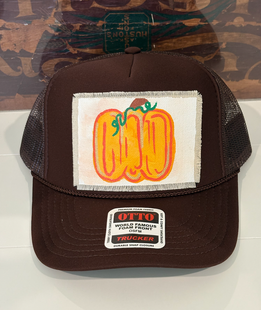 BROWN PUMPKIN HAND PAINTED HAT