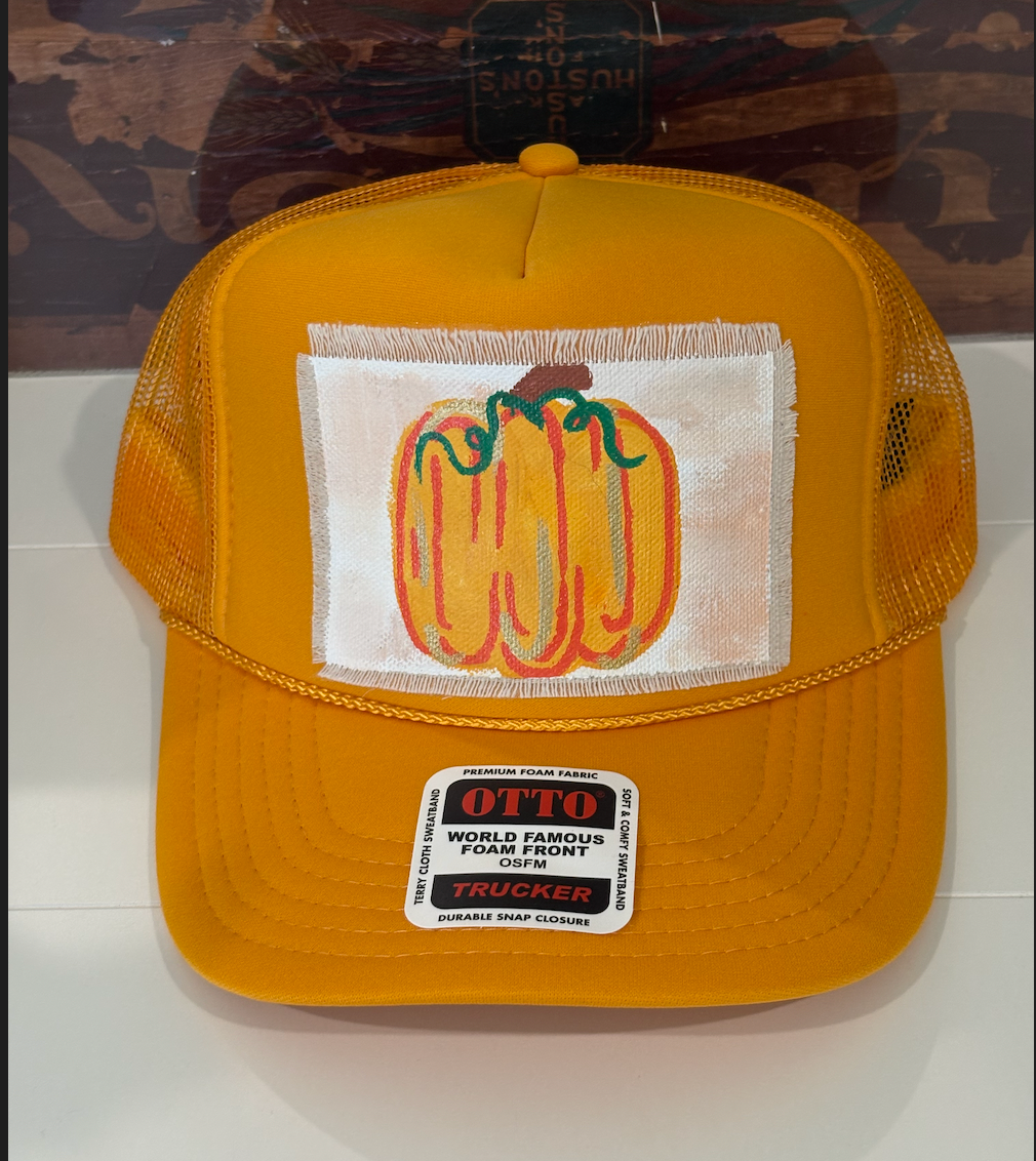 GOLD PUMPKIN  HAND PAINTED HAT