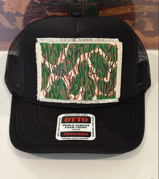 BLACK ABSTRACT CAMO HAND PAINTED HAT