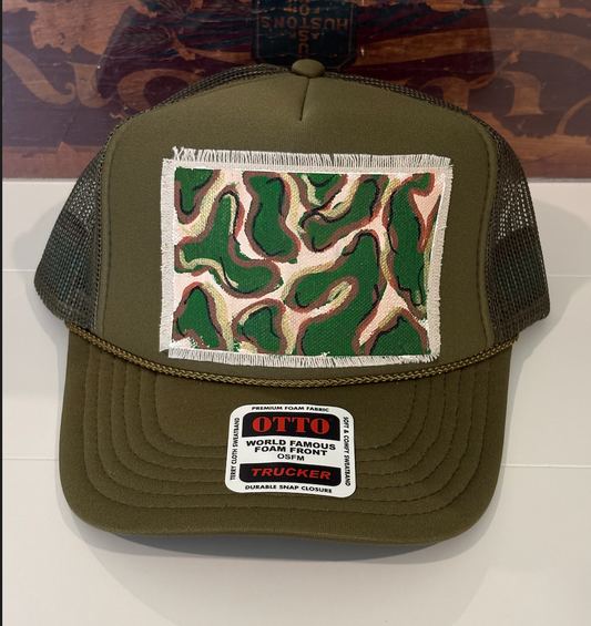 OLIVE CAMO HAND PAINTED HAT