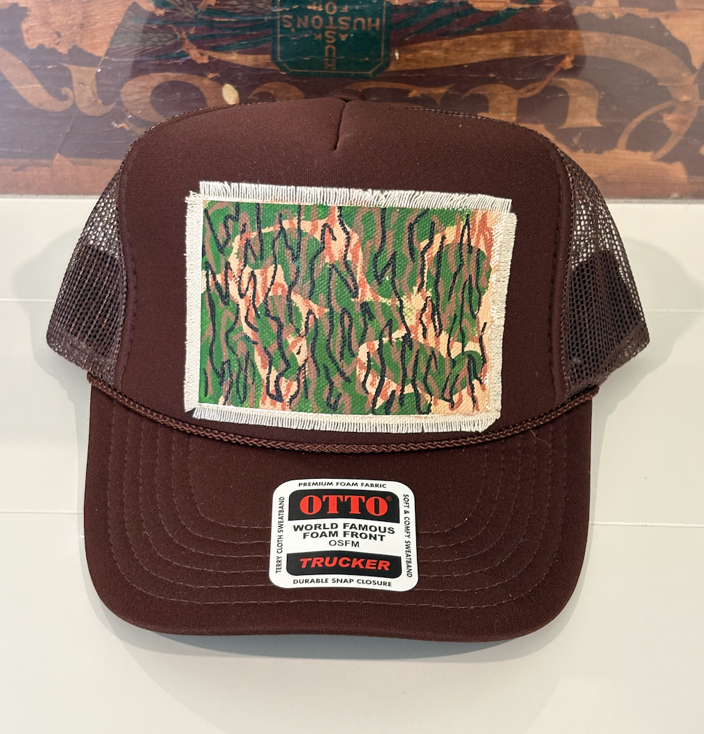 BROWN CAMO HAND PAINTED HAT