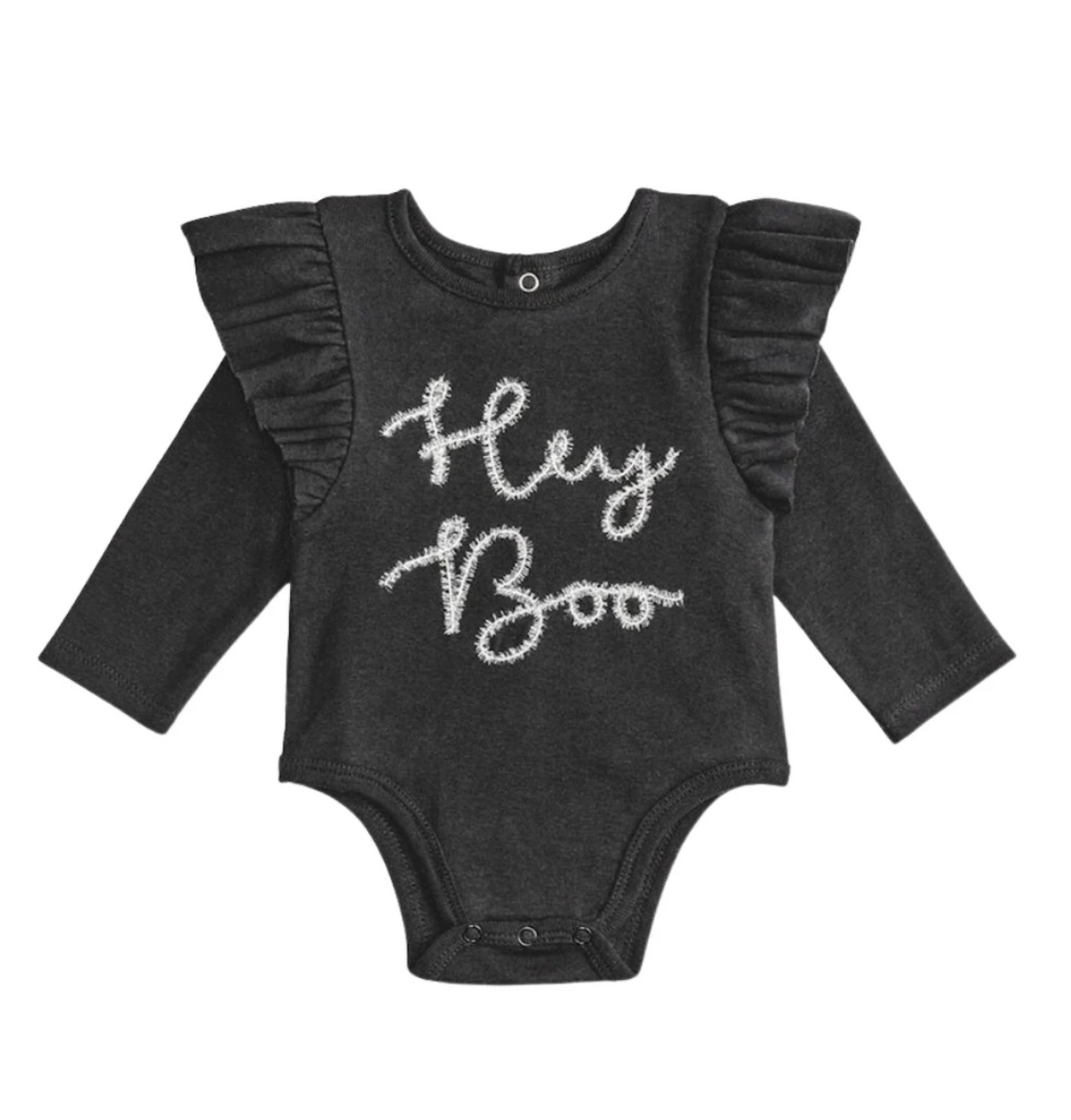HEY BOO RUFFLE ONESIE