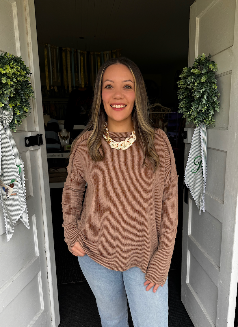 EVERYDAY LONG SLEEVE TOP IN BROWN