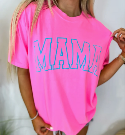 Mama Neon Pink Graphic Tee