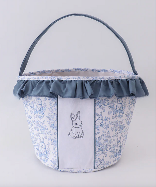 GIRL BLUE/WHITE RUFFLE EASTER BASKET