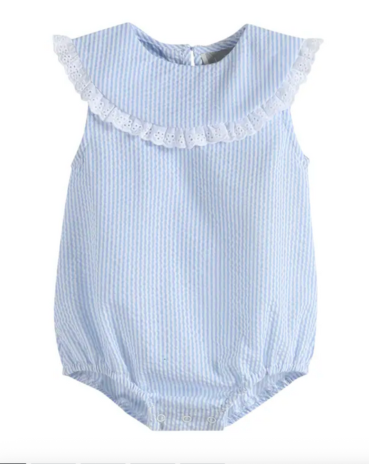 Light Blue Seersucker Bubble Romper