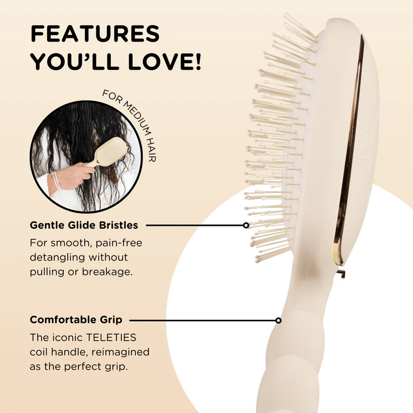 TELETIES DETANGLER MEDIUM HAIR BRUSH IN TAN