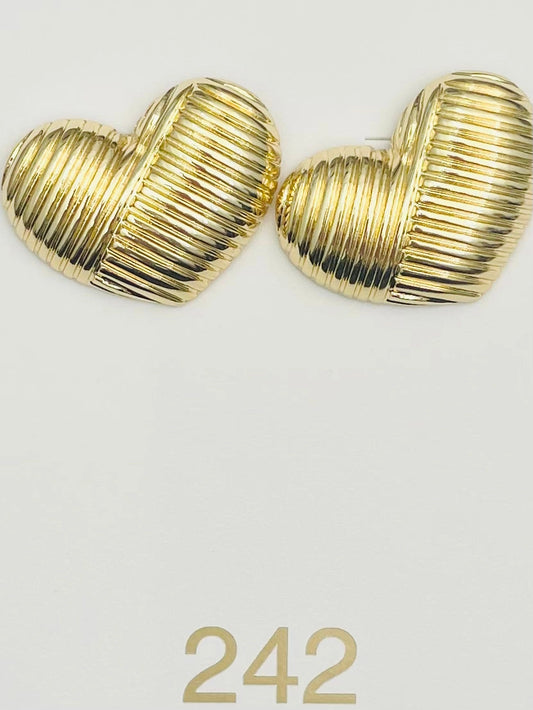 STRIPE HEART STUDS