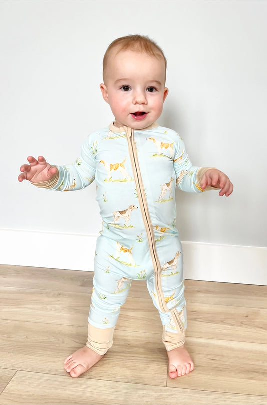 HUNTING DOGS BAMBOO ONESIE